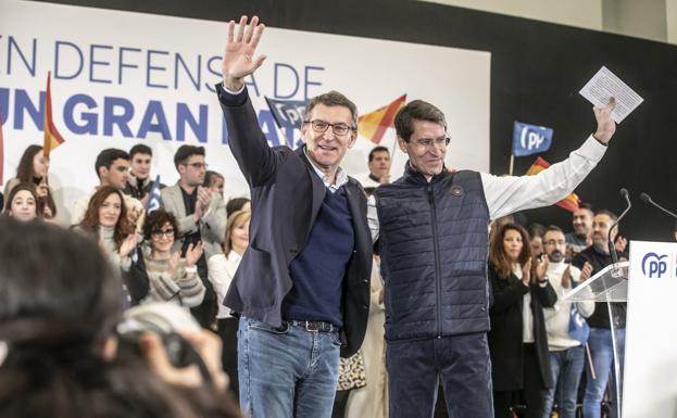 Feijóo y Capellán, durante la visita del líder nacional del partido hace diez días. / JUSTO RODRÍGUEZ