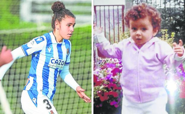 Ana Tejada en la actualidad y dando sus primeras patadas. / A. T.
