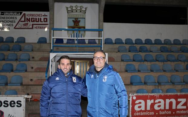 García y Guerra en su primer entrenamiento en La Salera. / A. P.