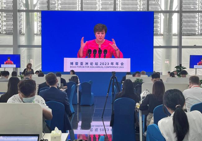 La directora del FMI, Kristalina Georgieva, interviene en Boao.