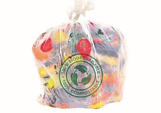Bolsa compostable de residuos orgánicos.