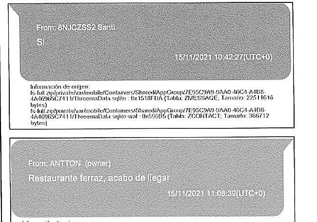 Conversación cifrada entre Antxon, 'El Guipuchi' y Cerdán.